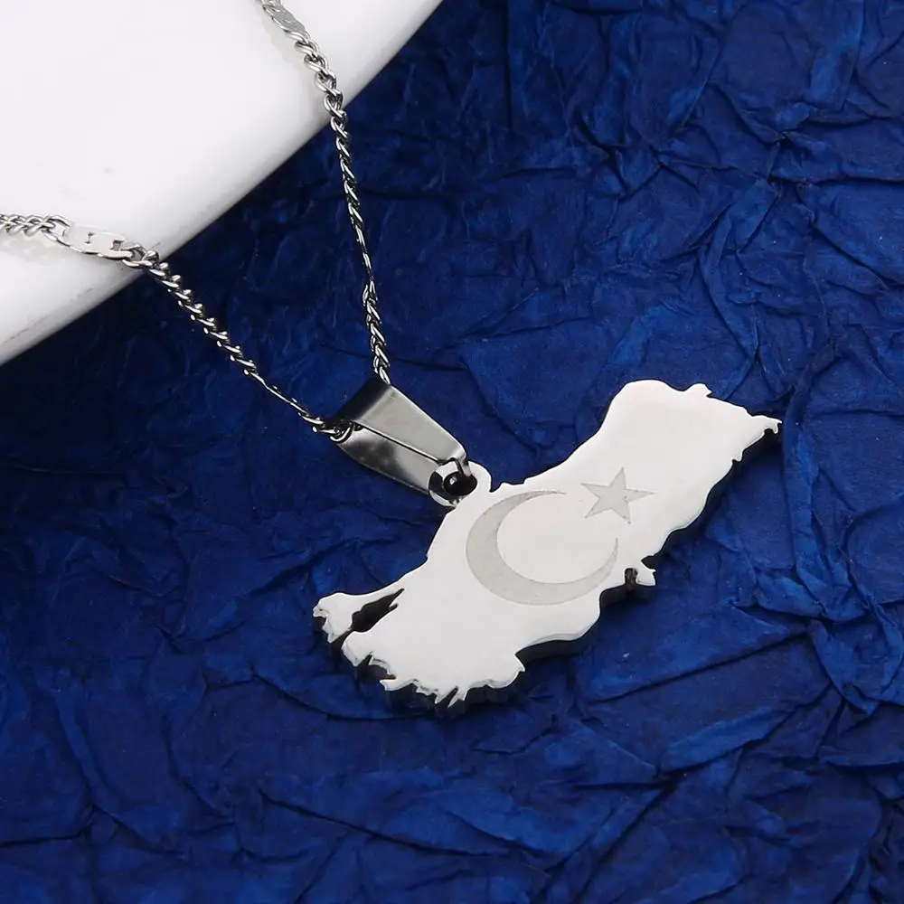 Ожерелье с подвеской в виде карты индейки из нержавеющей стали для женщин и