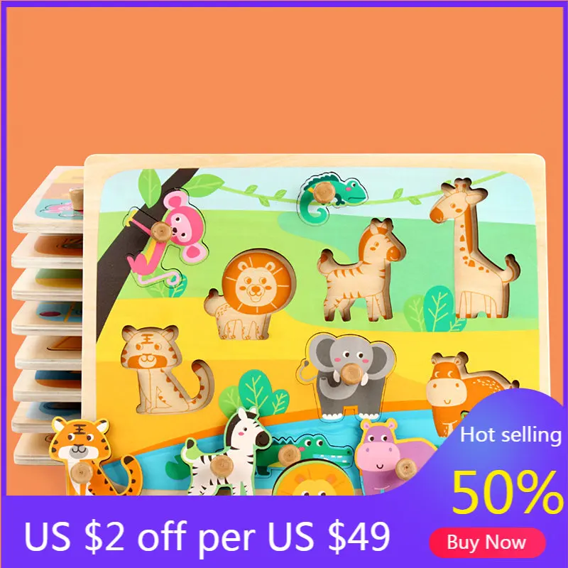 

Children's Animal Fruit Wooden Puzzle Board Toys, No Burrs, Baby Wood Puzzles Forest/Marine/Farm etc Classic Jigsaw Puzzles Toys