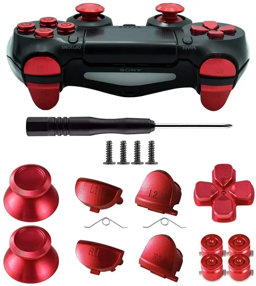Металлические кнопки для DualShock 4 алюминиевые аналоговые стики пули и D-pad триггеры