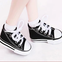 hot doll accessories bjd doll shoes laced black canvas doll shoes 7 5cm