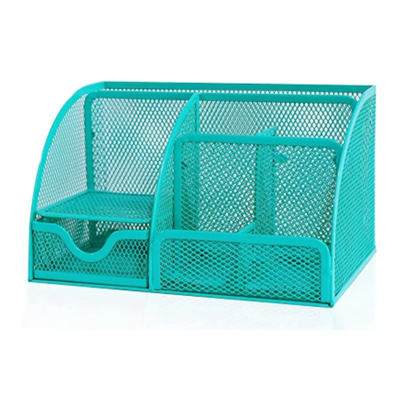 

Desk Organizer, Multi-Functional Mesh Desk Organizer with 6 Compartments and 1 Drawer for Home, Office, School