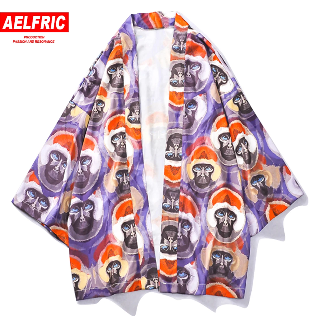 11 byb's темно-японское кимоно кардиган тонкие рубашки мужские летние орангутанг