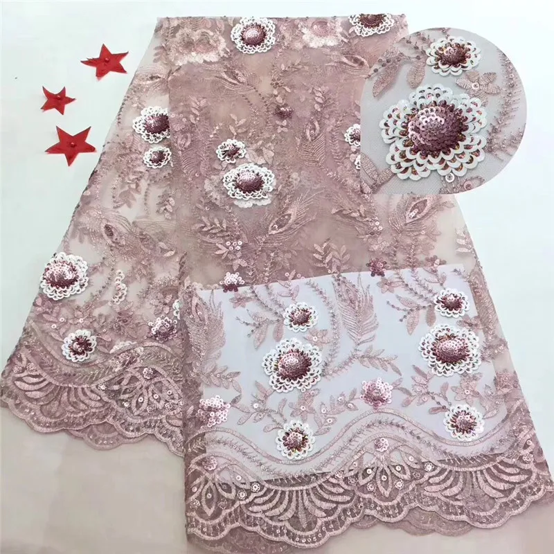 Розовая популярная французская нигерийская сетка с блестками 2019 африканская