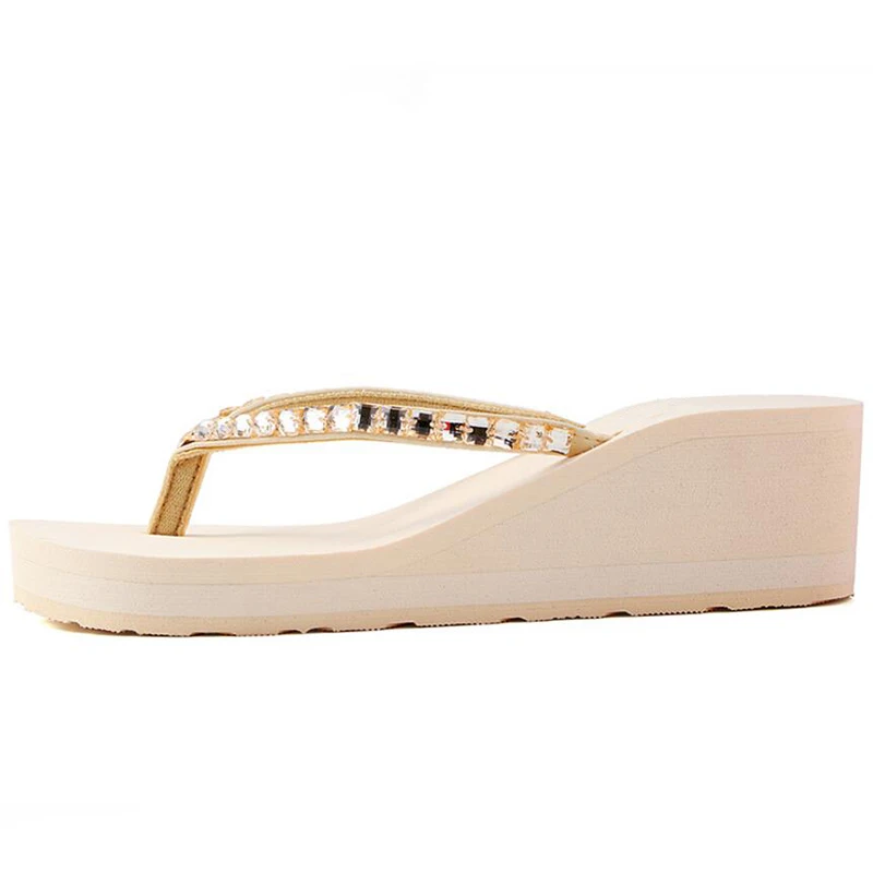 Женские шлепанцы на танкетке сандалии высоком каблуке Нескользящие платформе