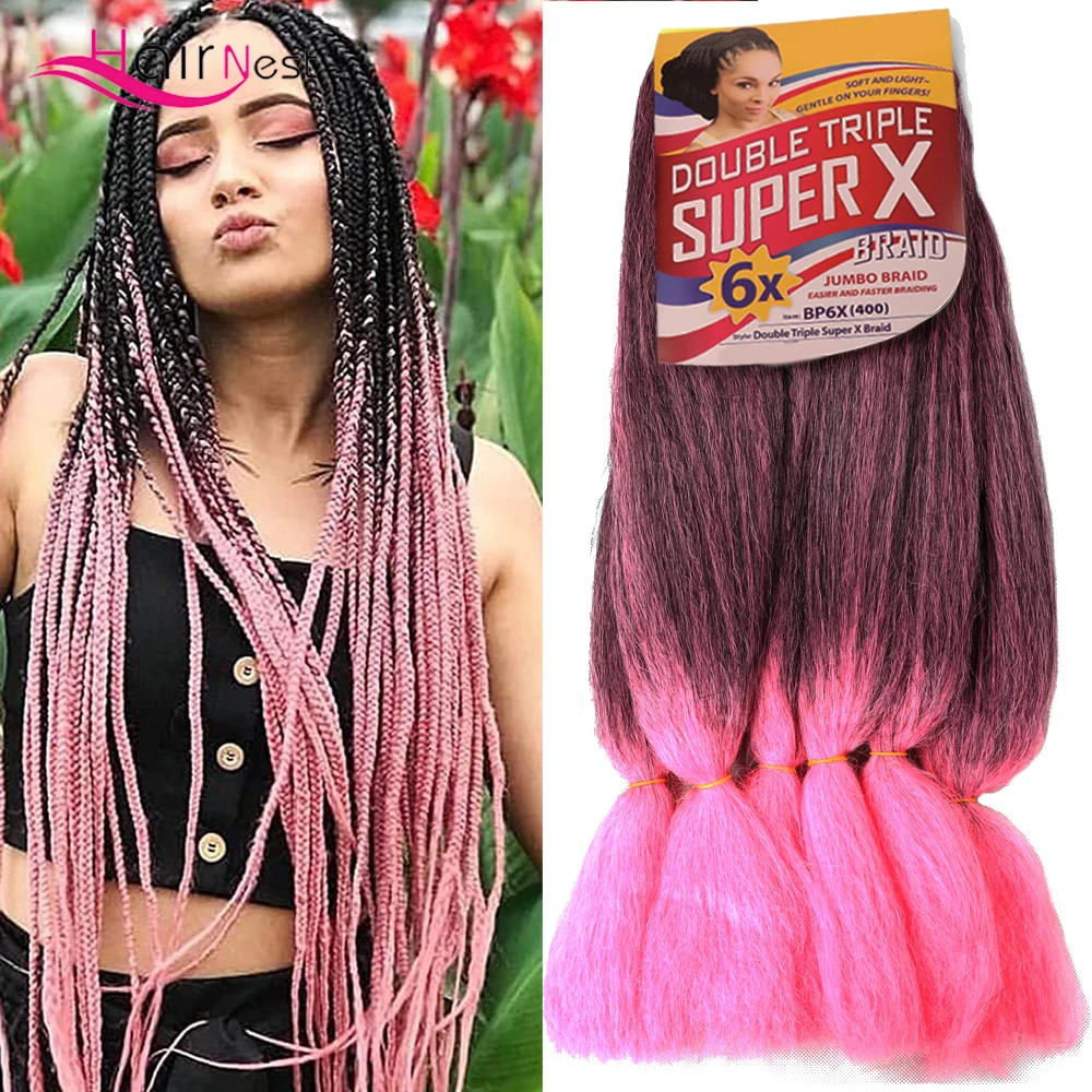 

Hair Nest 24inch Synthetic Yaki Jumbo Braids Crochet Hair Easy Braiding Jumbo Braids Kanekalon Hair Extensions For Black Women