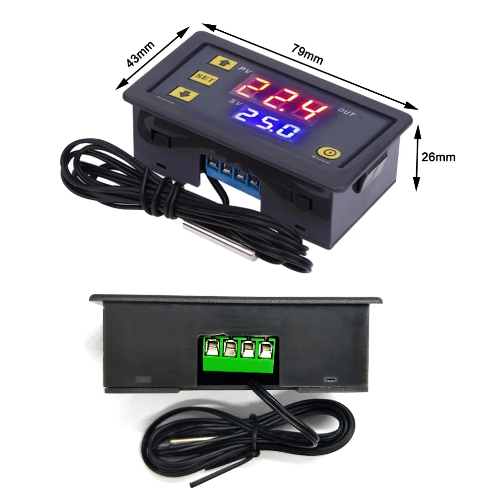 W3230 цифровой Контроль температуры 12V 24V AC110-220V щупа 20A светодиодный Дисплей
