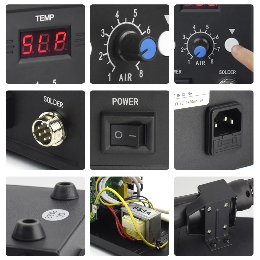 Toolour 700 Вт 220 В/110 В 858D BGA светодиодный цифровой дисплей паяльная станция Тепловая воздушная пушка отпаивающий насос сопло сварочные инструменты