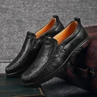 Туфли мужские из натуральной кожи, дышащие, на плоской подошве, 37-47, размера плюс