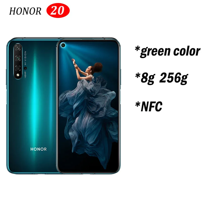 8g256 green 20 Honor 20 honor 20 pro NFC мобильный телефон Kirin 980 Android 9,0 6,26 дюймов экран 3750 мАч батарея смартфон - Цвет: 8g256 green 20