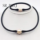 Бесплатная доставка, культивированные жемчужные бусы и эластичная силиконовая резина, браслет, ювелирный набор