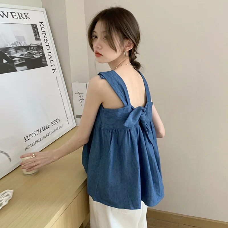 Женский летний топ без рукавов в французском стиле | Женская одежда