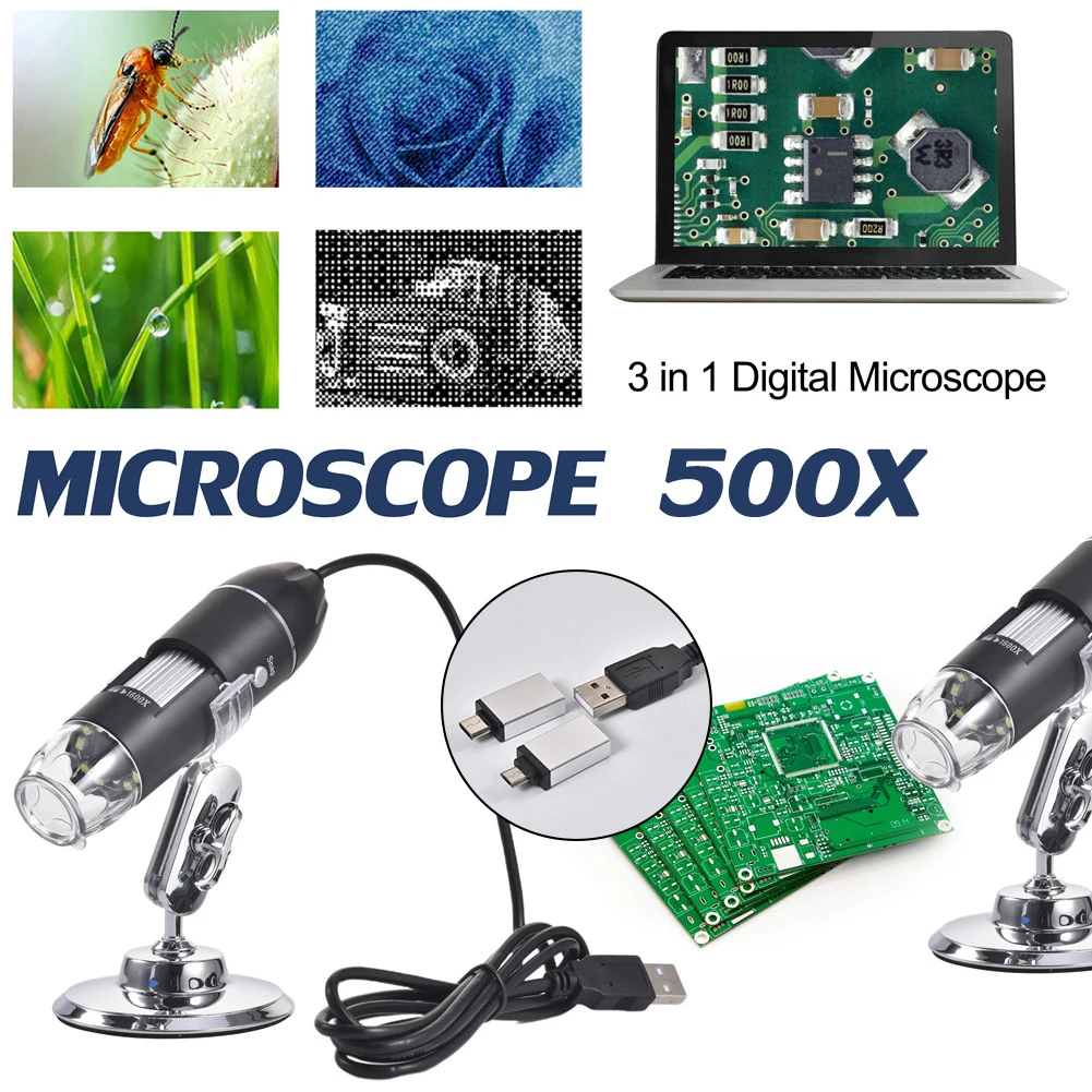 Цифровой микроскоп 200 Вт 500X/1000X USB с светодиодный светодиодными интерфейсами