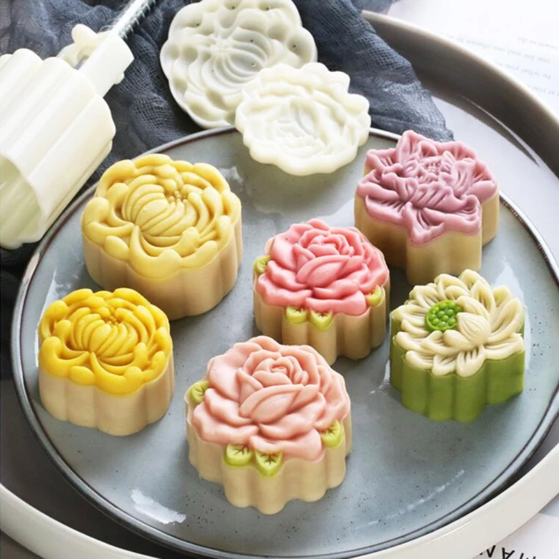 

Moon Cake Mold Rose Flowers Design Hand Pressure Fondant Decoration Cookie Cutter for Baking DIY Cookie