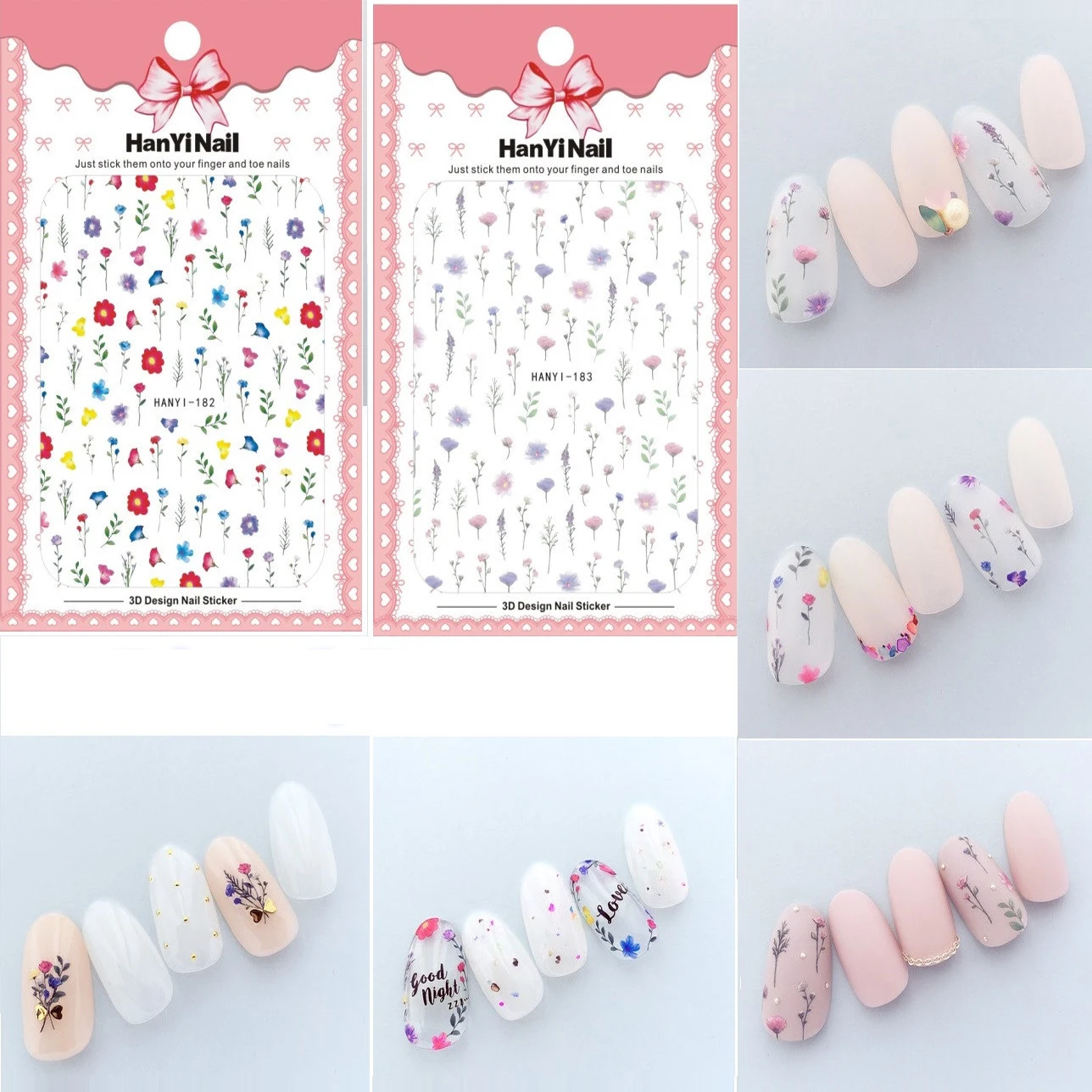 Nails Art Manicure Stickers Decorations Nail Design Rose Sunflower Peach Flowers Japanese Sakura Decals | Красота и здоровье