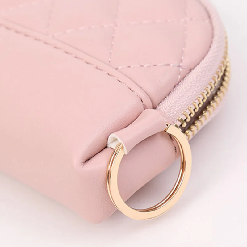 

Fashion Women's Leather Wallet Plaid Mini Zipper Silver Color Pu Leather Shell Wallet Coin Purse For Female Party Gift