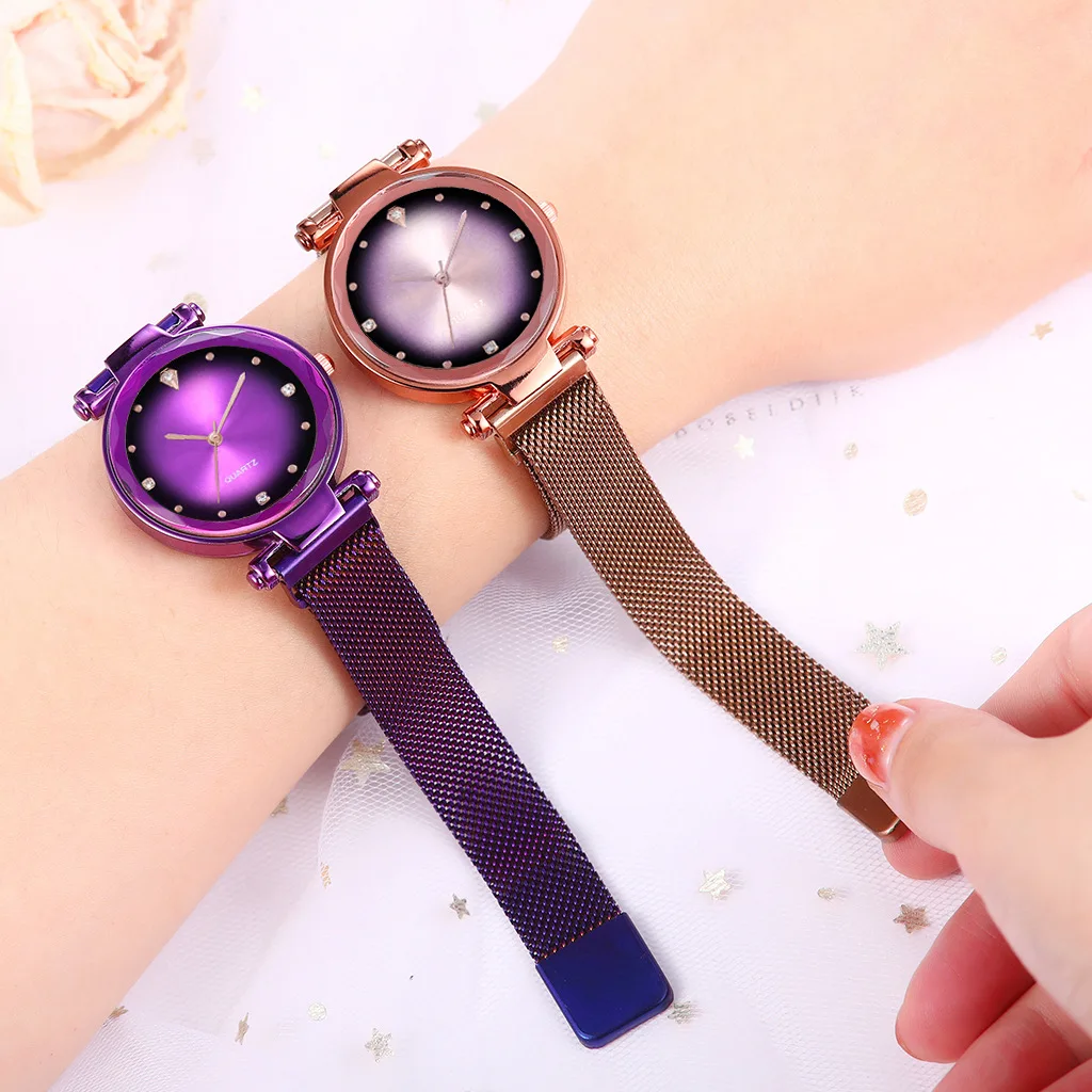 Женские часы с магнитом Авроры 2020 Роскошные Кварцевые бриллиантами для женщин