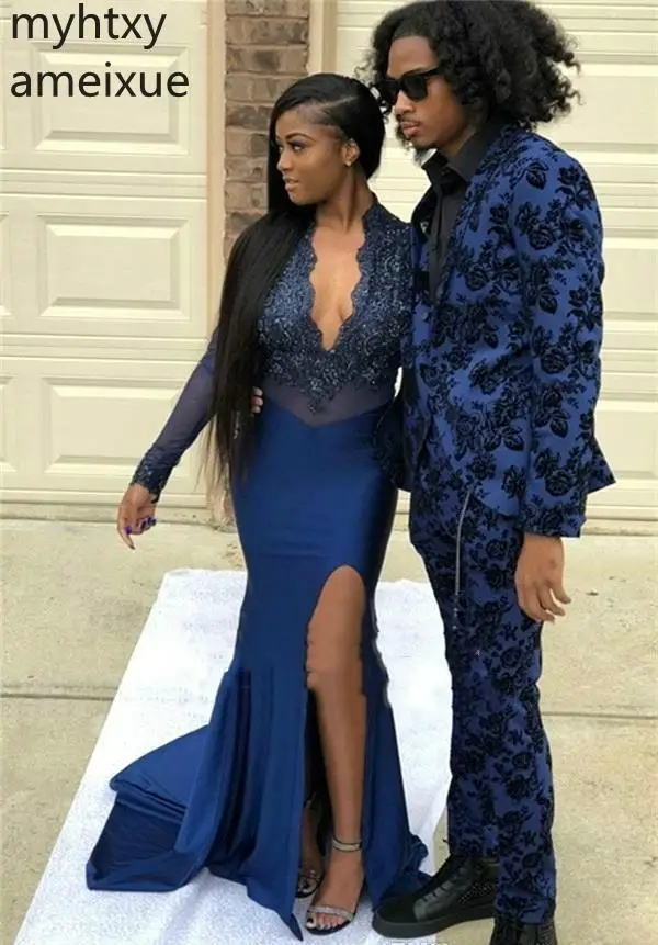 2020 африканские сапфировые синие платья русалки для выпускного вечера черная