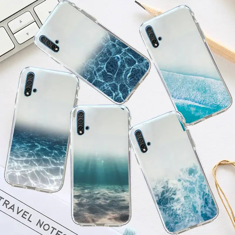 

The sea Water wave Waves Phone Case Transparent for Huawei honor P mate 40 20 30 10 50 i 9 x mate pro lite 8a