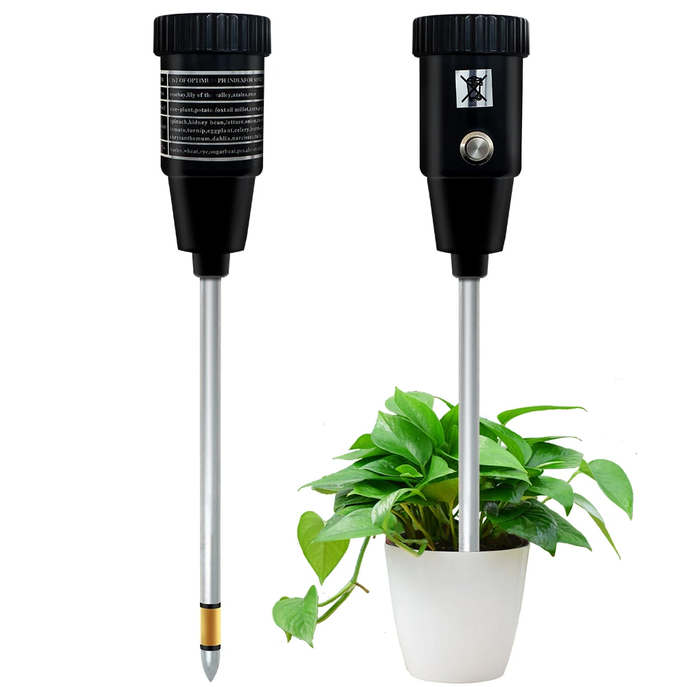 Probador de pH y humedad de suelo portátil, medidor de pH y humedad con sonda de electrodo largo de 295mm, resistente al agua, ZD-06