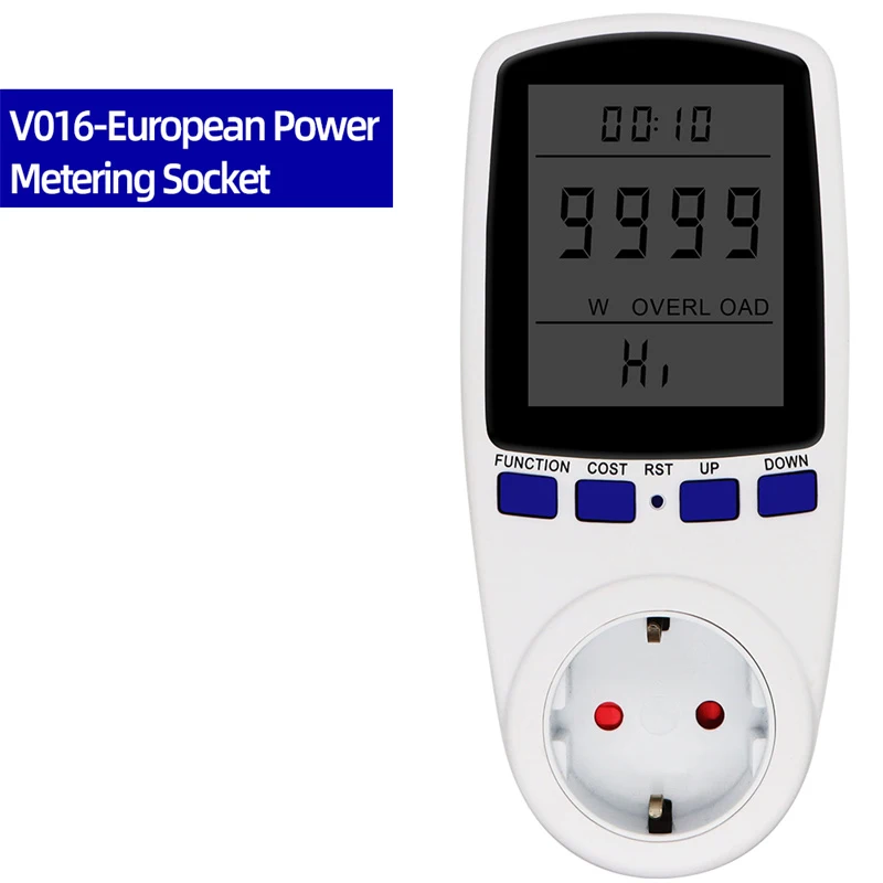 

AC 220V EU Plug Digital Energy Power Wattmeter Meter Socket Kwh Wattage Voltage Analyzer Electricity Outlet Power Analyzer