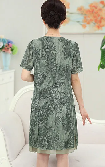 Office Women Summer Dress 2021 Vintage Retro Elegant Luxury Middle Age Women's Print Knee-Length Oversized Silk HJ48 |