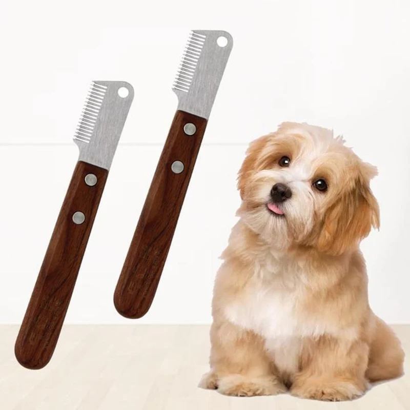 

Деревянный нож-терьер для собак, нож для домашних питомцев, расческа для собак и кошек, нож для бритья и выщипывания грубых зубов, расческа д...
