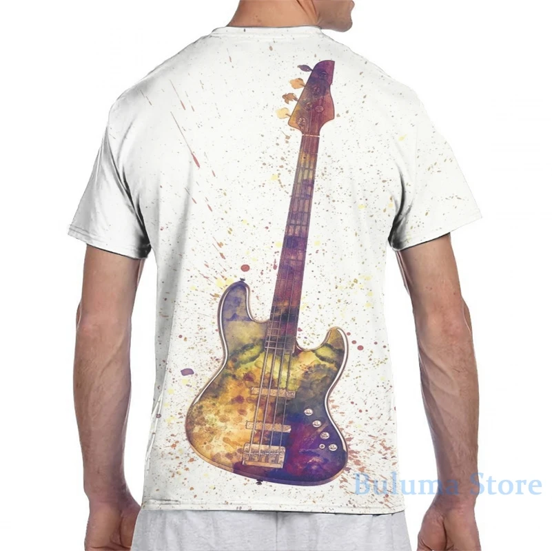 Электрическая бас-гитара абстрактная акварель Мужская футболка женская