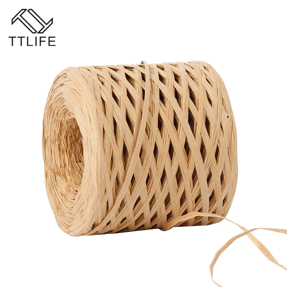 200 Meters Raffia Paper Ribbon Craft Natural Wrapping Hemp Rope Gift Packaging Easter Party Wedding Decoration | Дом и сад