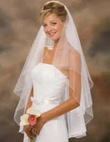 new arrival wedding accessories two layer ribbon edge white ivory wedding veils bridal veil with comb