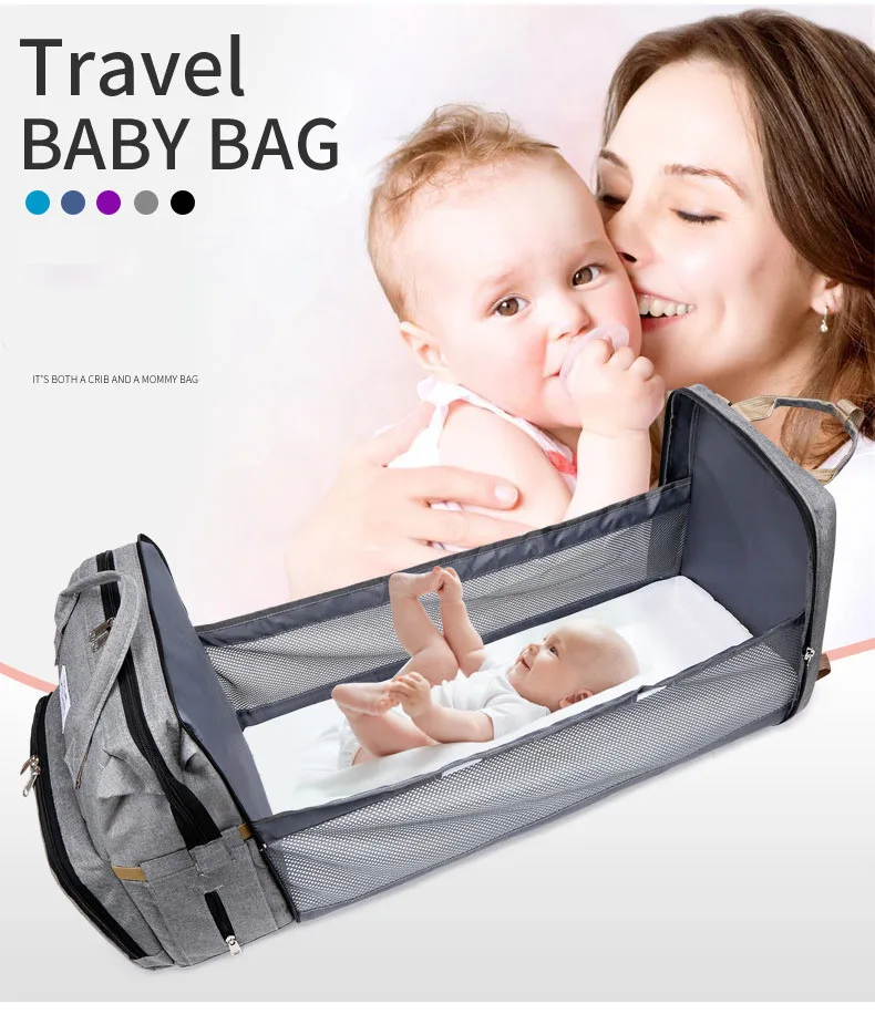 

Upgraded Simple Mommy Bag Portable Folding Backpack Multifunctional Large Capacity Crib Mother Baby Mommy Bag Diaper Bags Gear