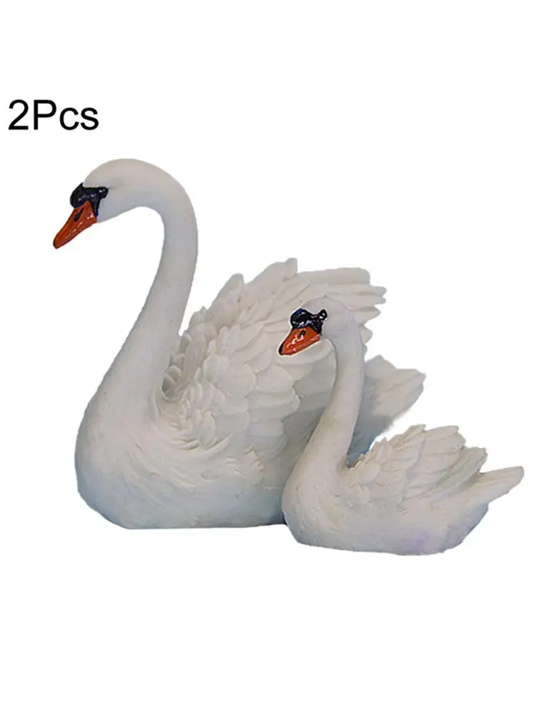 2 шт полимерная мини скульптура в виде Лебеди фонтана Сказочный Сад Микро пейзаж