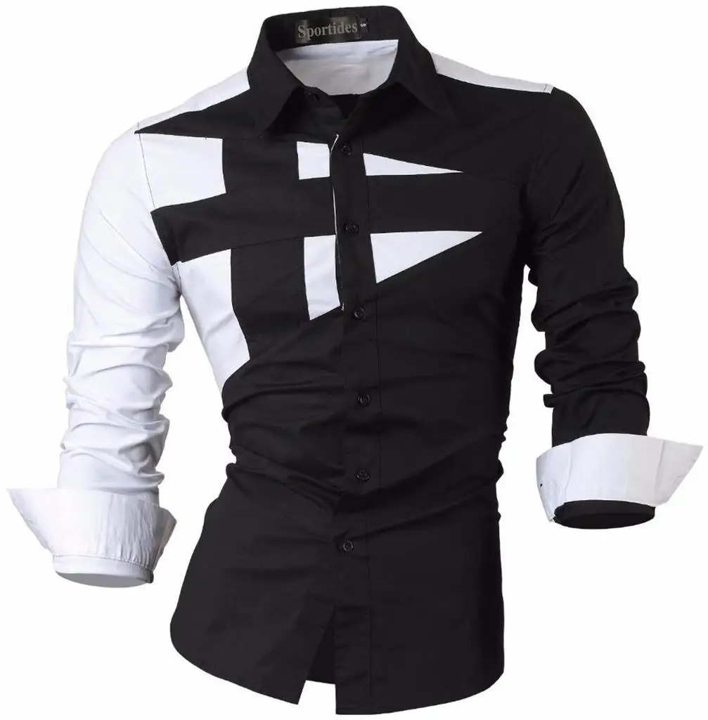 Sportrendy, мужские рубашки, повседневные, модные, с длинным рукавом, облегающие, стильные, с принтом черепа, татуировки, JZS047