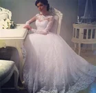 NUOXIFANG модные Романтические свадебные платья 2020 с круглым вырезом и кружевной аппликацией с длинным рукавом бальное платье женские свадебные платья вечернее платье