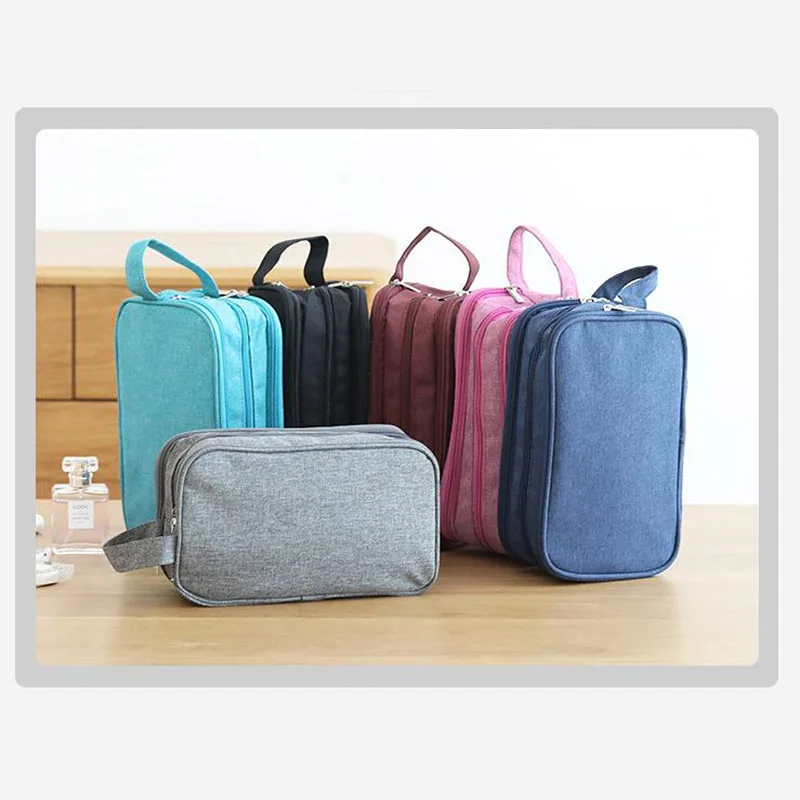 Travel Toiletry Storage Bag Dry Wet Separation Organizer with 3 Zipper Compartments Pockets Makeup Cosmetics Bags |