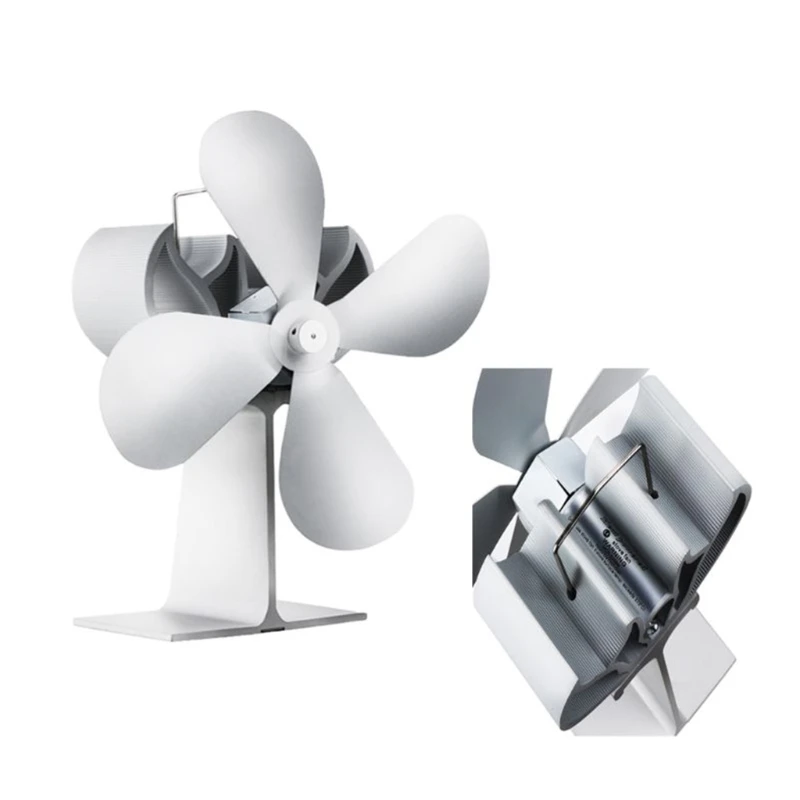 

White Heat Self-Powered Fireplace Stove Fan Quiet 4 Blades