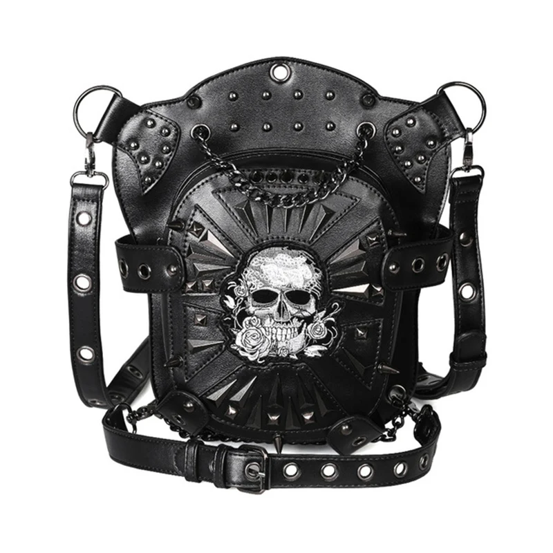 

2021 New Women Bag Punk Multifunction One Shoulder Crossbody Skull PU Outdoor Waist Bag Unisex