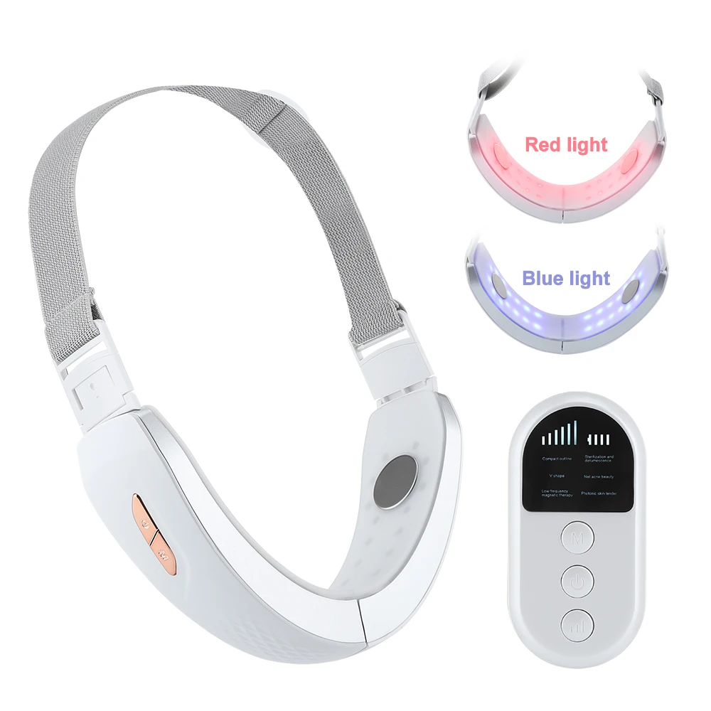 

EMS Facial Lifting Device LED Photon Therapy Face Slimming Vibration Massager Double Chin V Line Lift Belt Cellulite Jaw Device