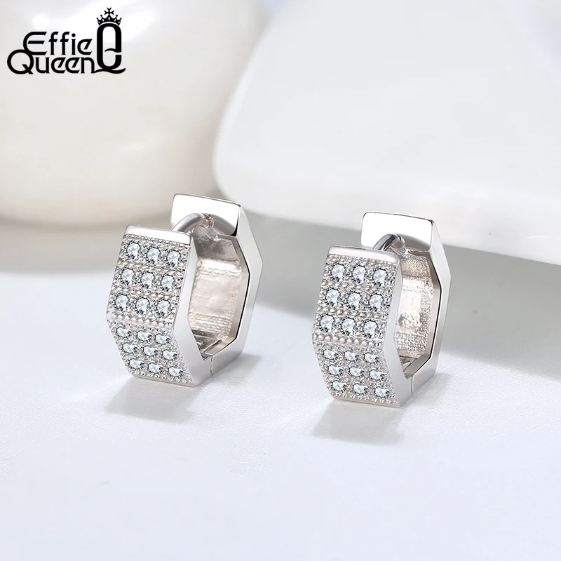 Effie Queen Мода 925 пробы серебро 12 мм Маленькая серьга-кольцо для женщин с AAAA