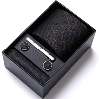 jacquard 100 silk tie handkerchief pocket squares cufflink set tie clip necktie box shirt accessories gold mans