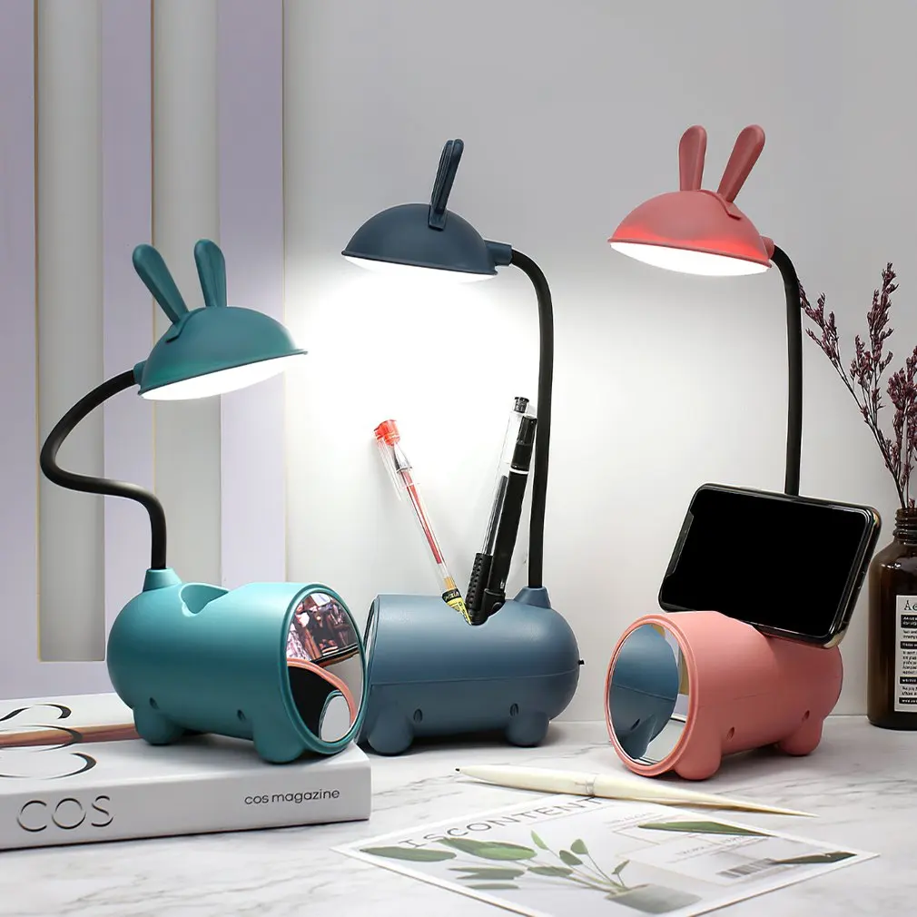 

Многофункциональная настольная лампа в виде кролика, светодиодный светильник для студентов, спальни, комнаты, с USB-зарядкой и защитой глаз