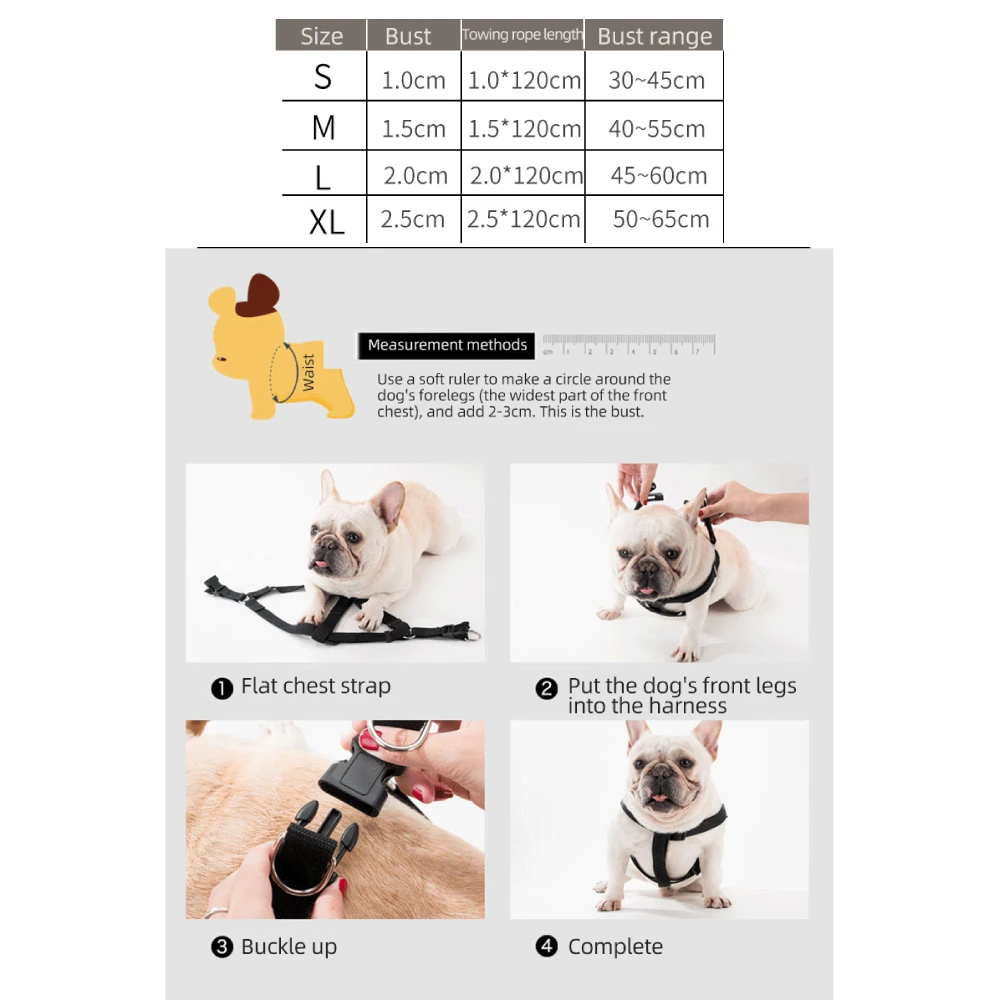 

Durable Dog Harness Leash Rope Set Adjustable Dogs Chest Back Traction Rope Puppy Pet Nylon Outdoor Walking Rope Chain Belt