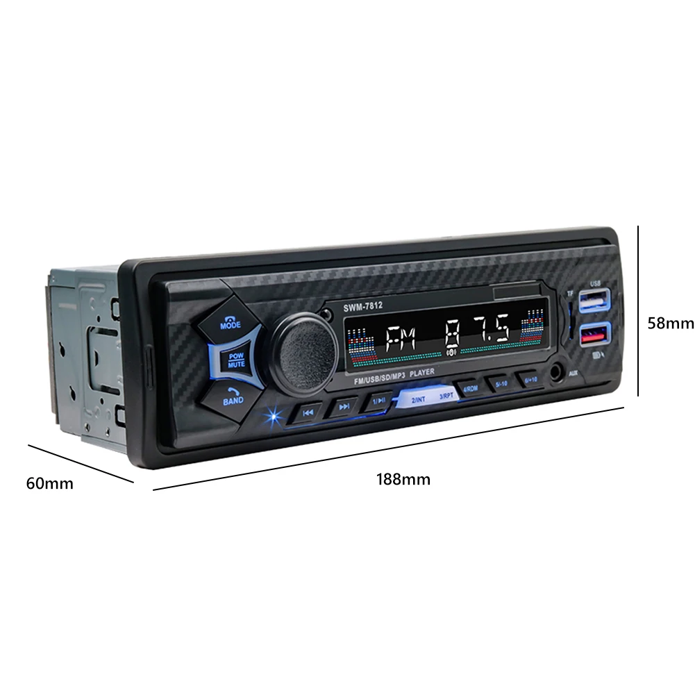 

SWM-7812 Single DIN Car Radio Stereo With Control Bluetooth AUX Radio Bluetooth Audio Video MP3 Player Support Voice Control New