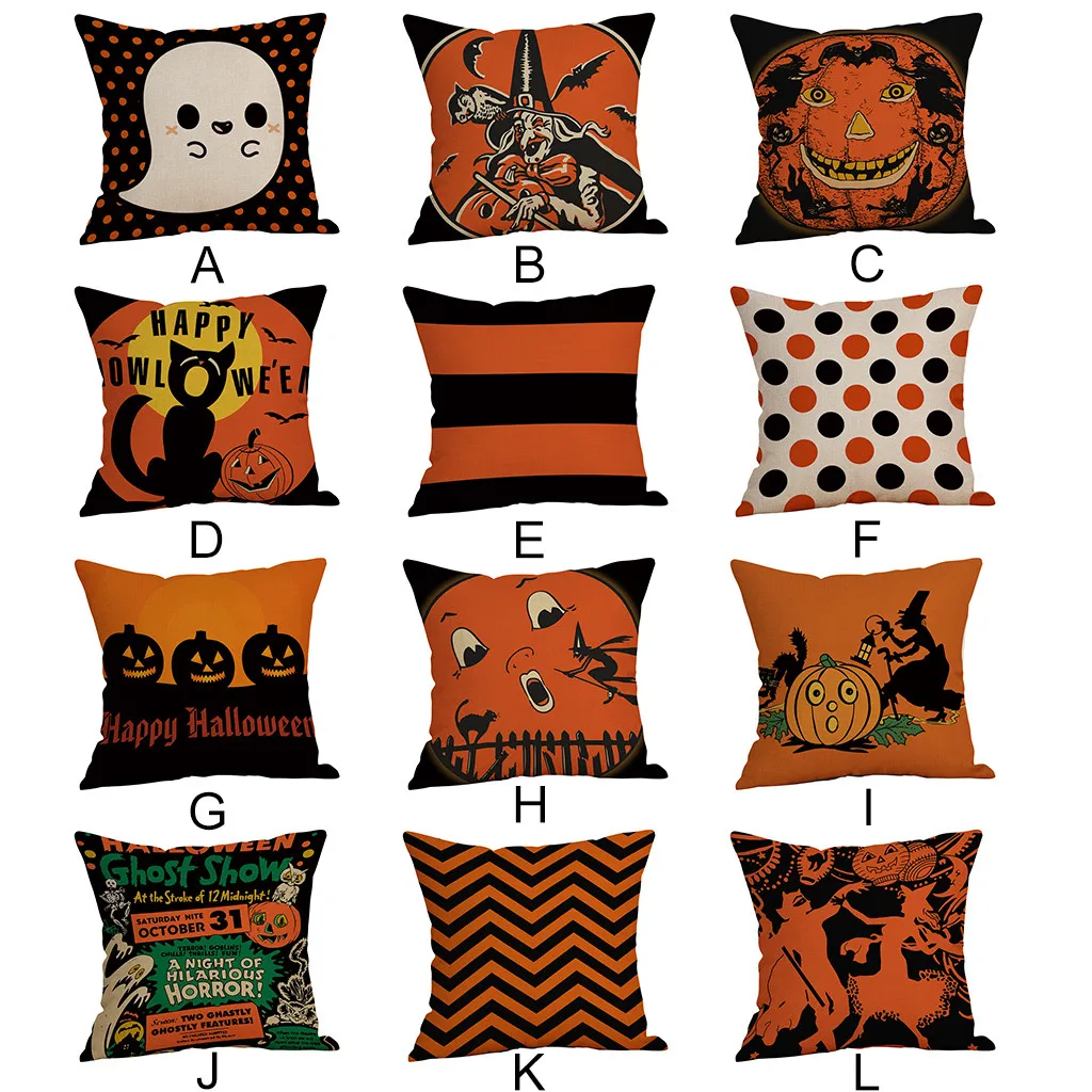 Ouneed Cushion Cover Halloween print Throw Pillow Pumpkin Sofa Bed Decorative case animeative cojines almofadas new | Дом и сад