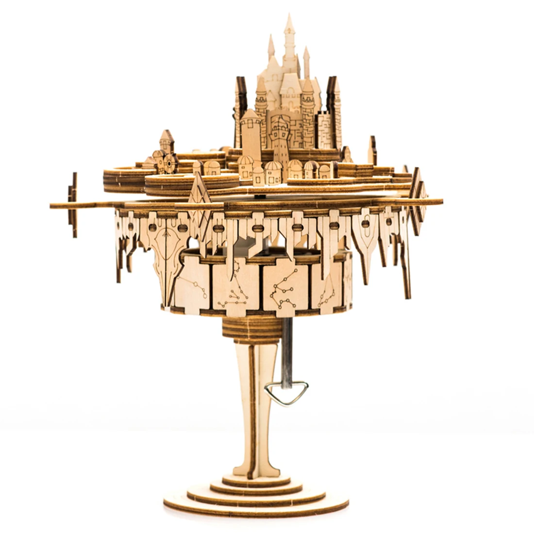 

Деревянная музыкальная шкатулка с 3d-изображением небесного замка, деревянная модель-Головоломка «сделай сам», набор для строительства, кре...