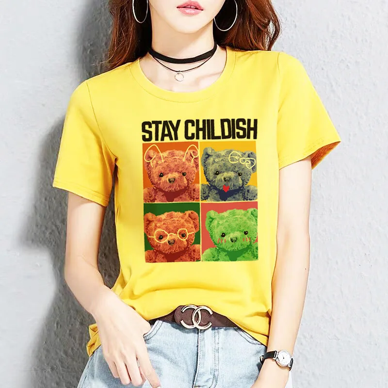 

BGtomato New style Bear T-shirt Fashion printed Shirts Hot sale women's summer clothing