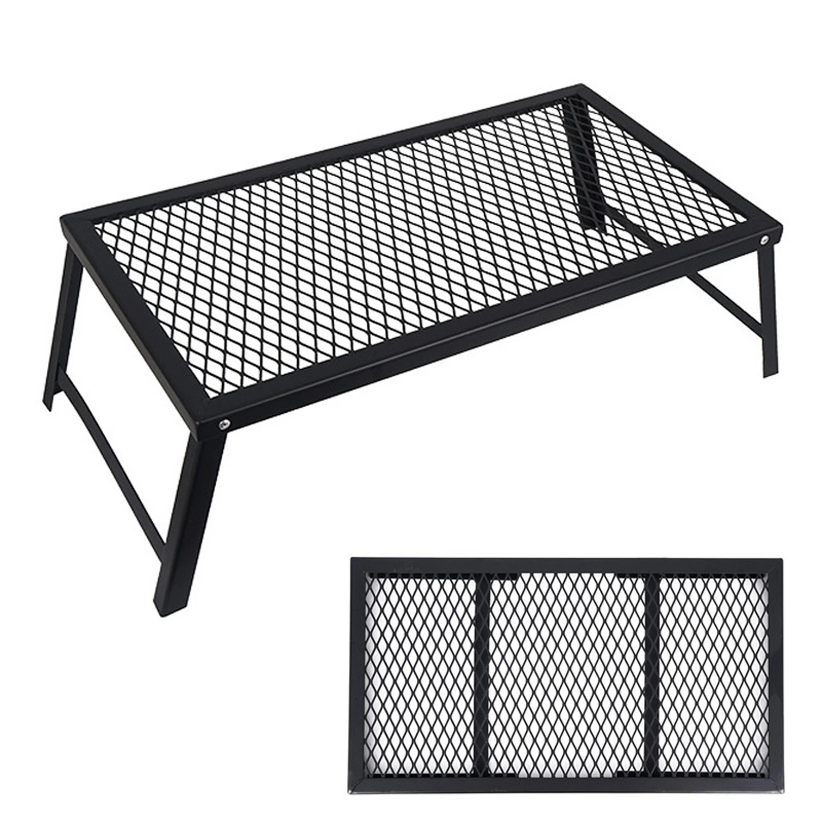 

Portable Camping Barbecue Mesh Folding Table Desk Picnic Grill Grate With Folding Legs BBQ Grill Rack Barbecue Campfire Table