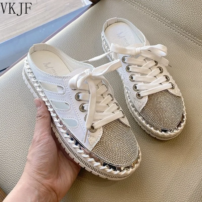

Женские шлепанцы с закрытым носком 2021women's Close Toe Decor дышащие удобные универсальные Повседневные тапочки со шнуровкой
