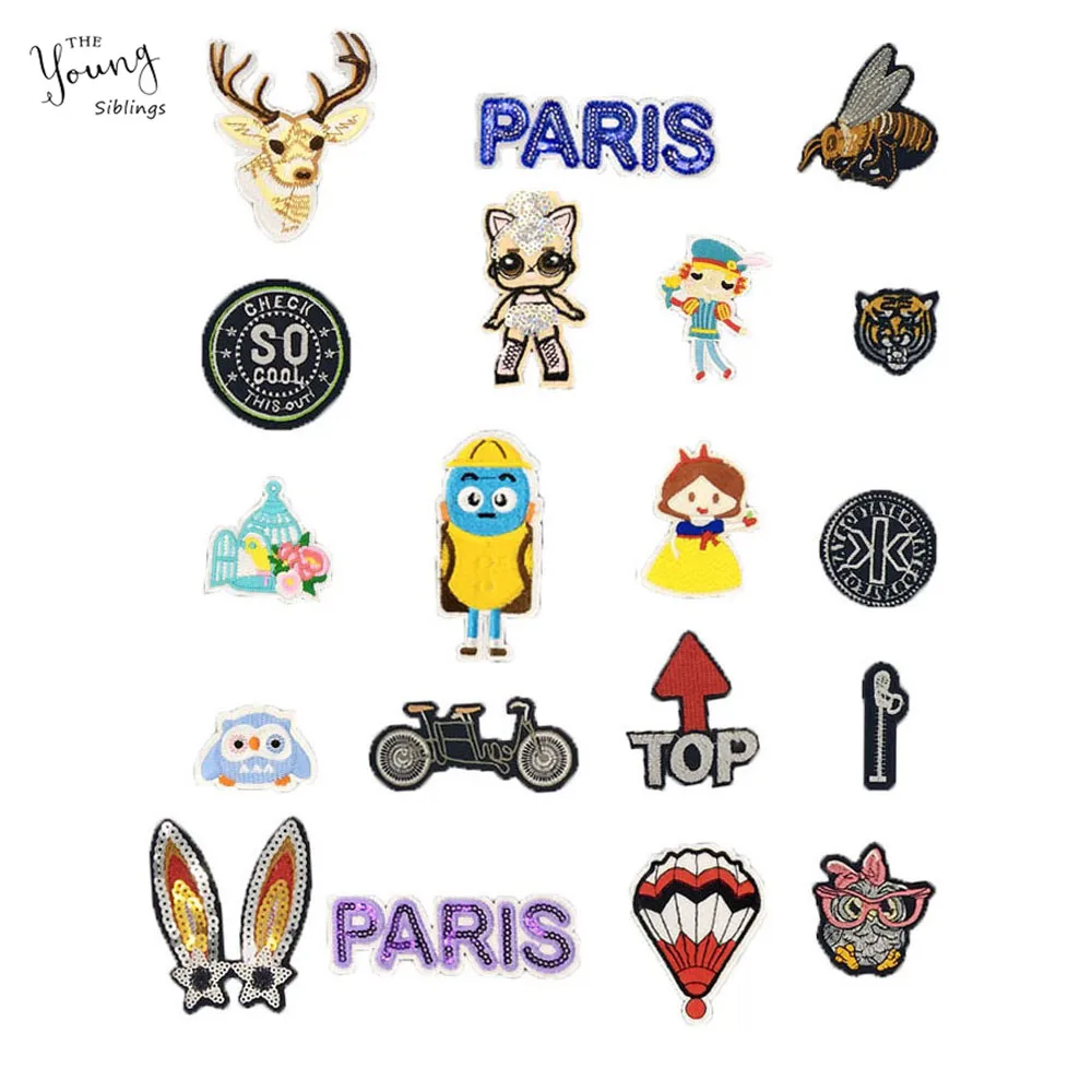 Мультфильм дети утюжок на нашивках вышивка ремонт аппликации животных Швейные