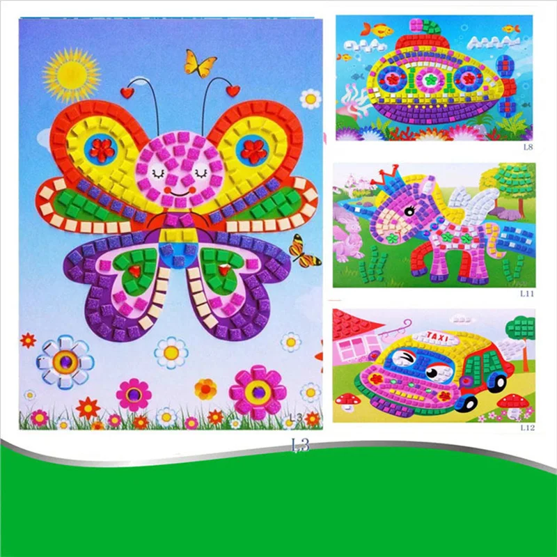 12 шт./компл. 3D Детский пазл сделай сам мультяшная мозаика с кристаллами для детей