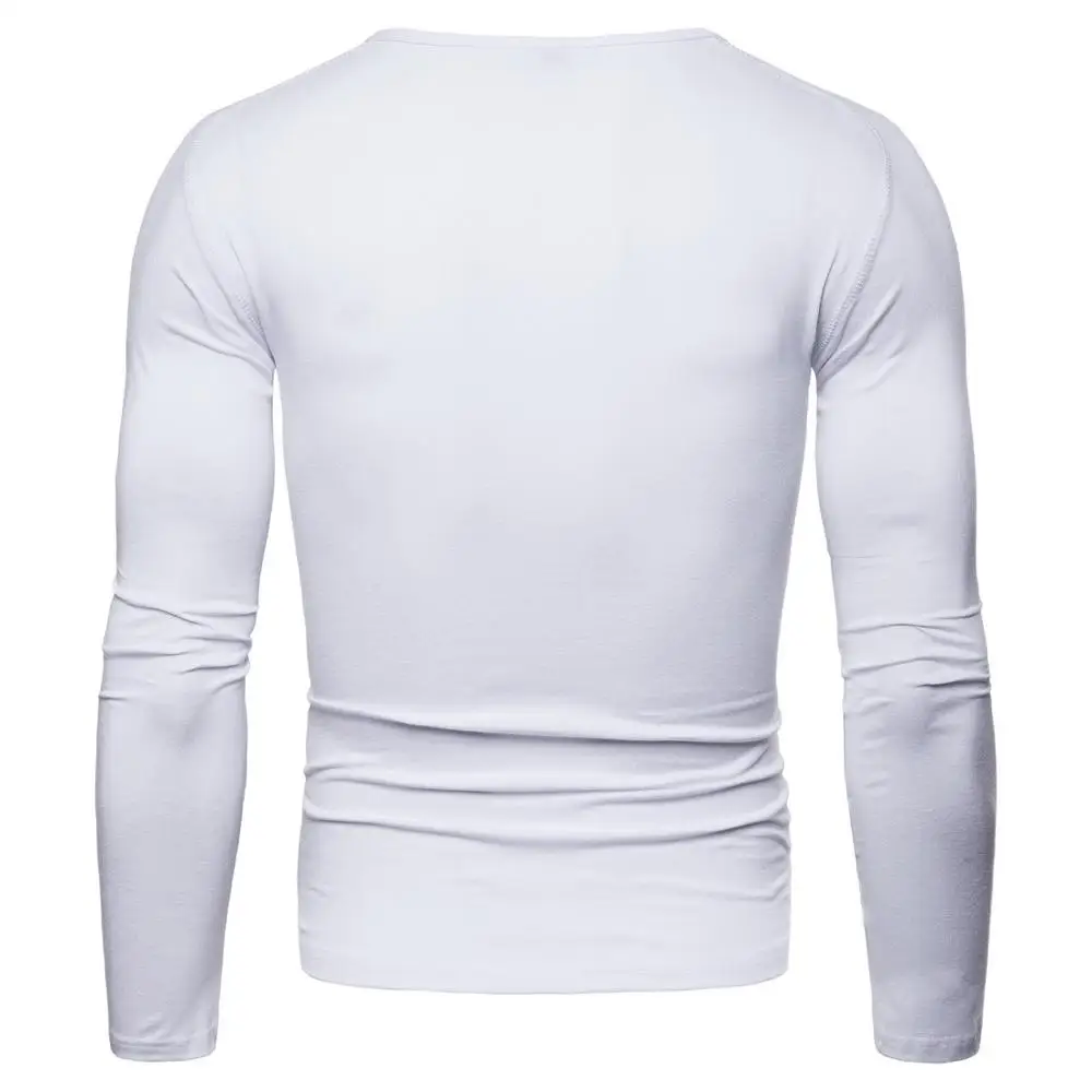 Мужские футболки с длинным рукавом из чистого хлопка повседневная мужская